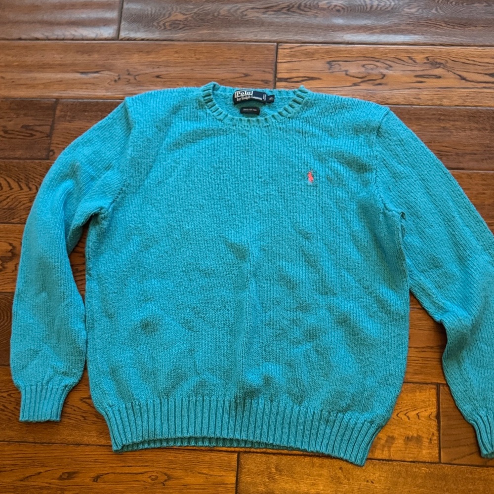 Polo by Ralph Lauren Men's Teal Crewneck Sweater